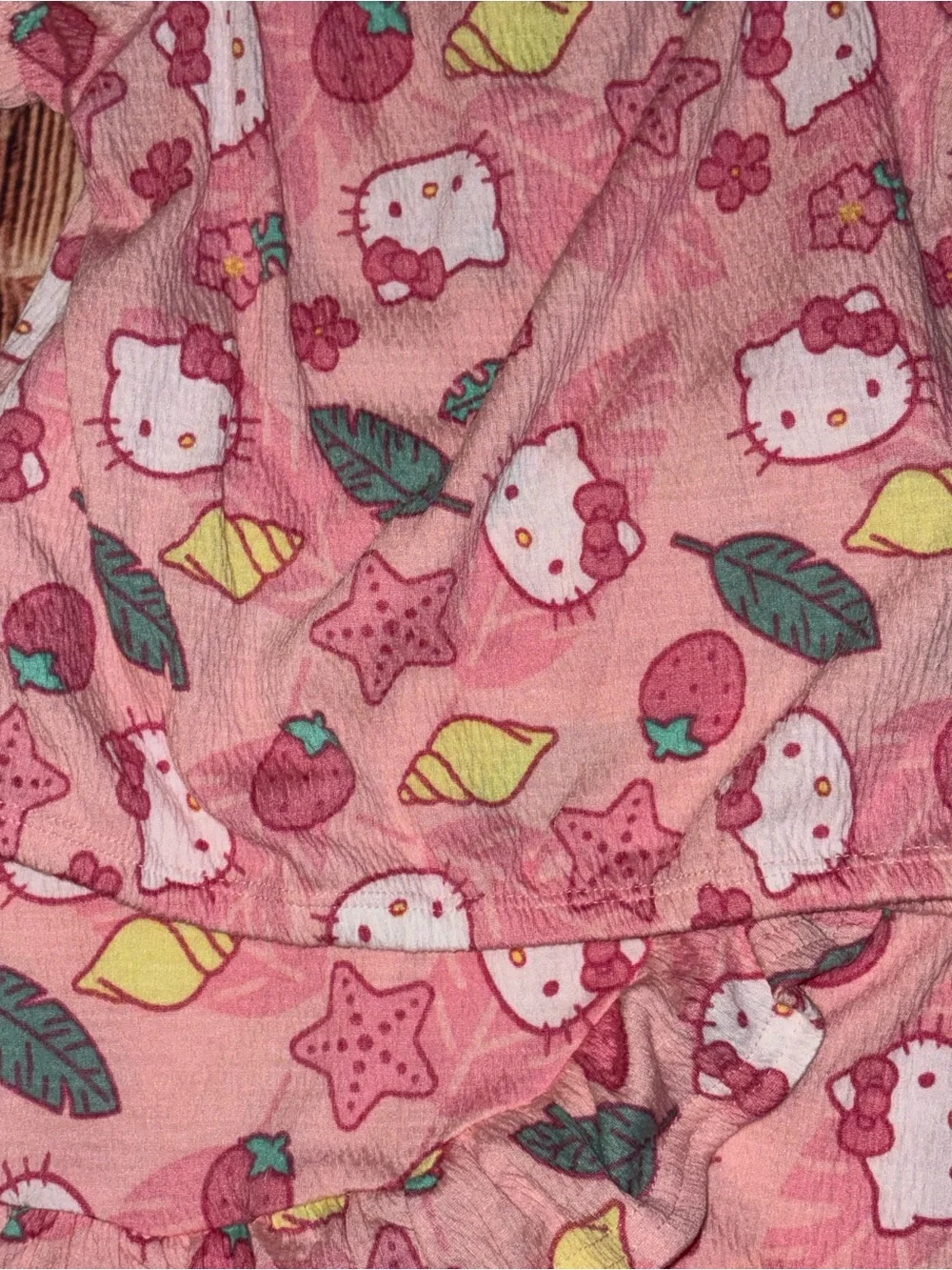 Sanrio Hello Kitty Pink Fruit Print Kids Set with Ruffle Skort